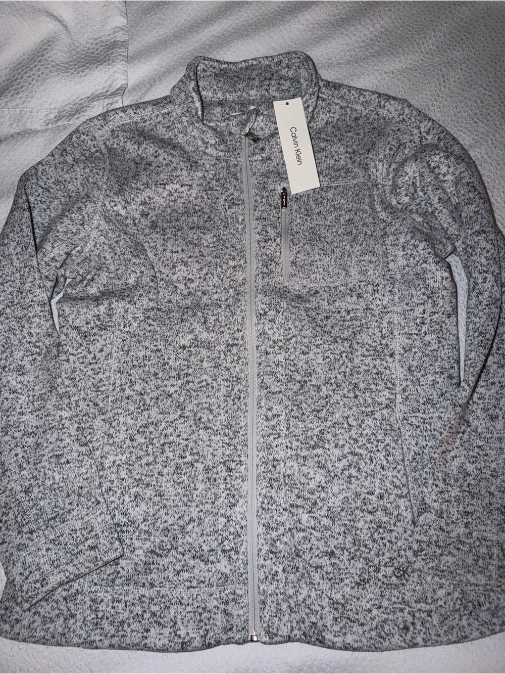 Calvin Klein womans Heather Gray Full-Zip Fleece Jacket
